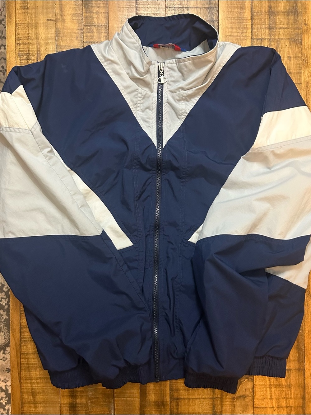 Vintage Champion Navy Blue Colorblock Windbreaker/Bomber Jacket